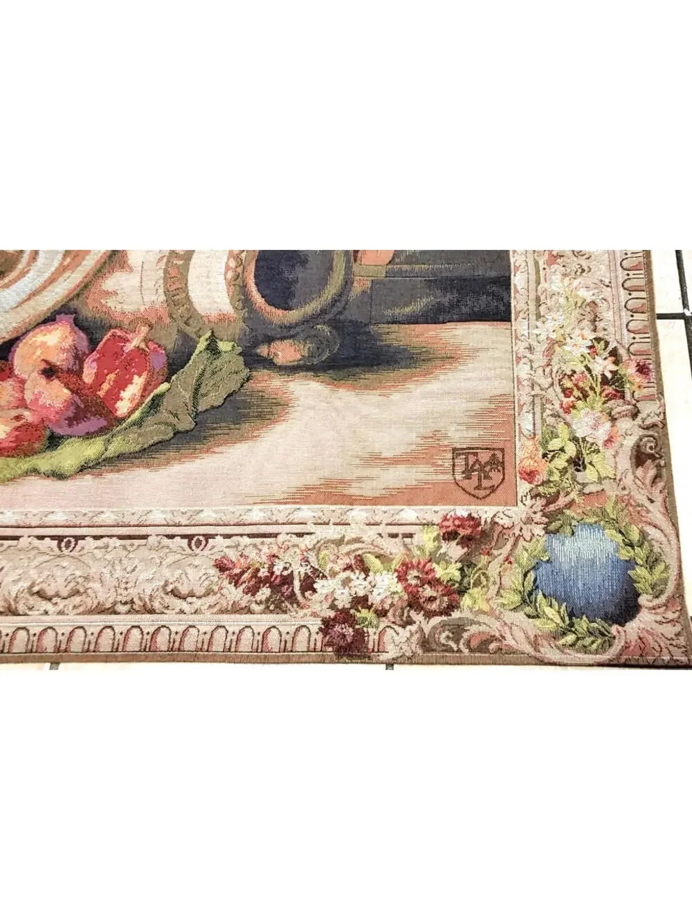 Vintage French Large Tapestry Wall Lined Hanging Gobley's Mandolin